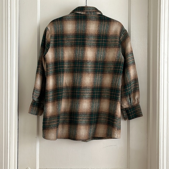 Boohoo Heavyweight Plaid Shacket Forest Green & Brown Shirt Jacket Size 6 - Picture 3 of 9